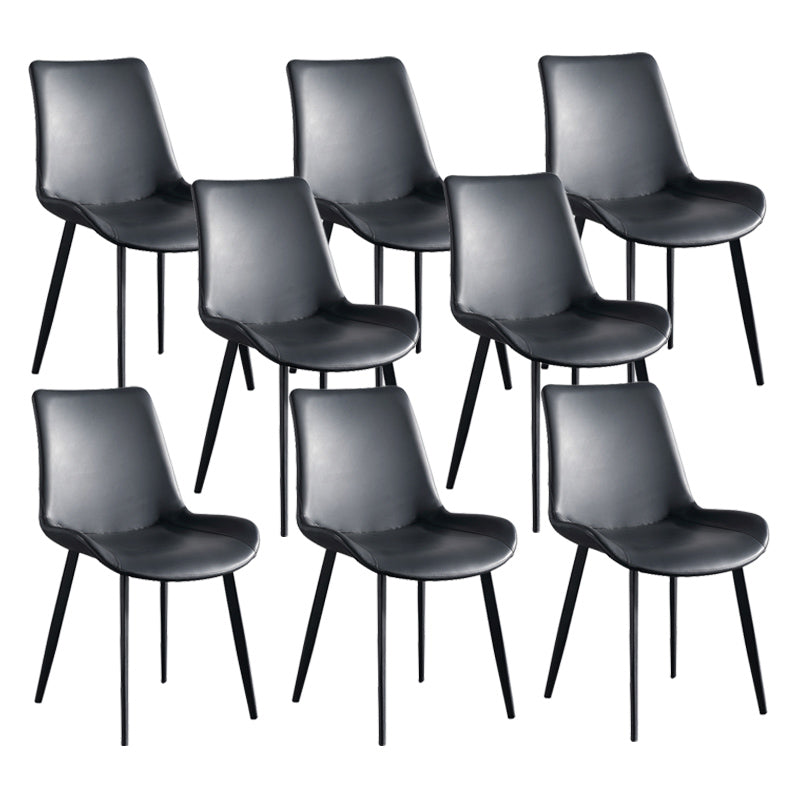 Industrial Upholstered Armless Chair Leather Parsons Back Side Chair with Metal Base