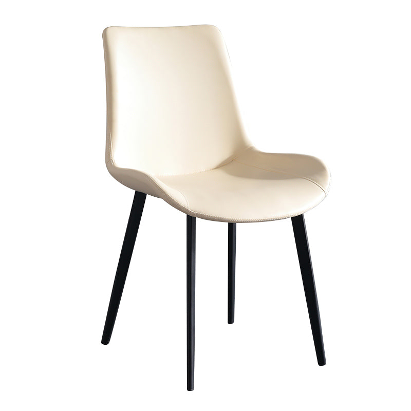 Industrial Upholstered Armless Chair Leather Parsons Back Side Chair with Metal Base