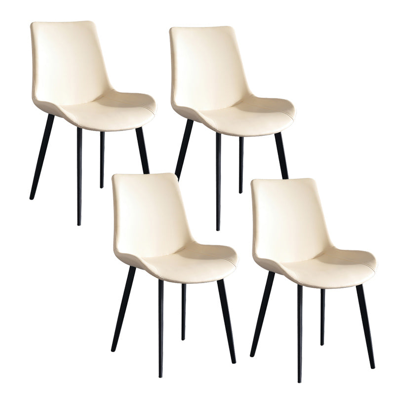 Industrial Upholstered Armless Chair Leather Parsons Back Side Chair with Metal Base