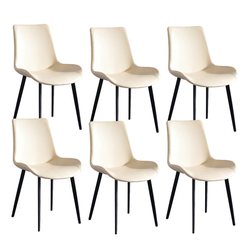 Industrial Upholstered Armless Chair Leather Parsons Back Side Chair with Metal Base