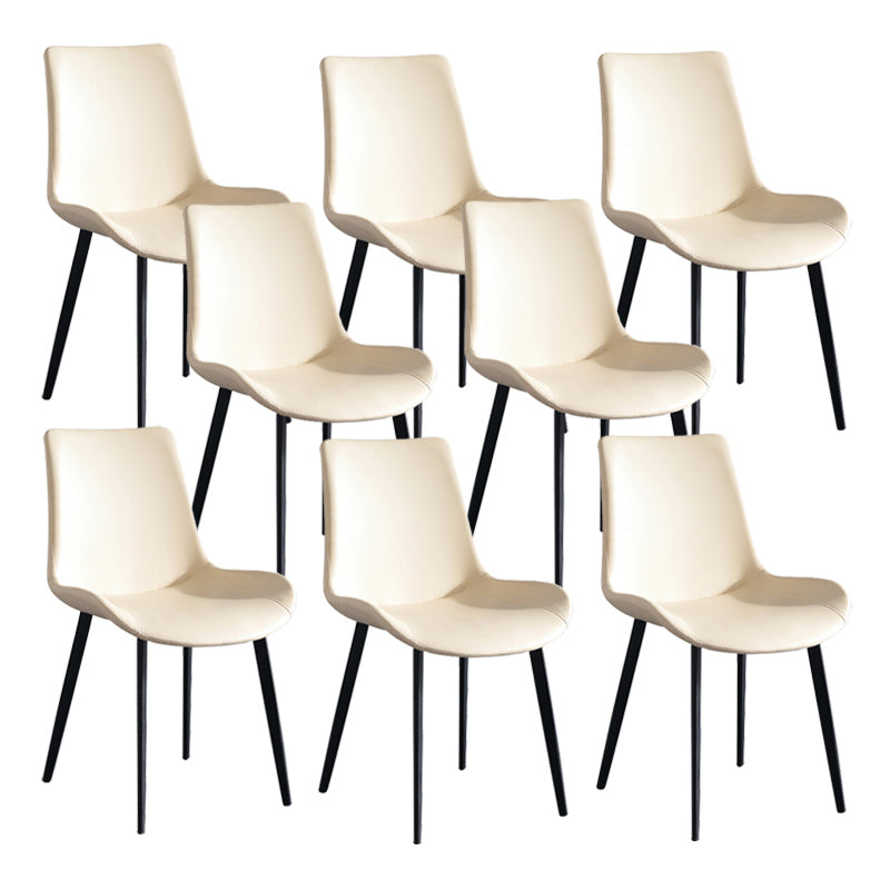 Industrial Upholstered Armless Chair Leather Parsons Back Side Chair with Metal Base