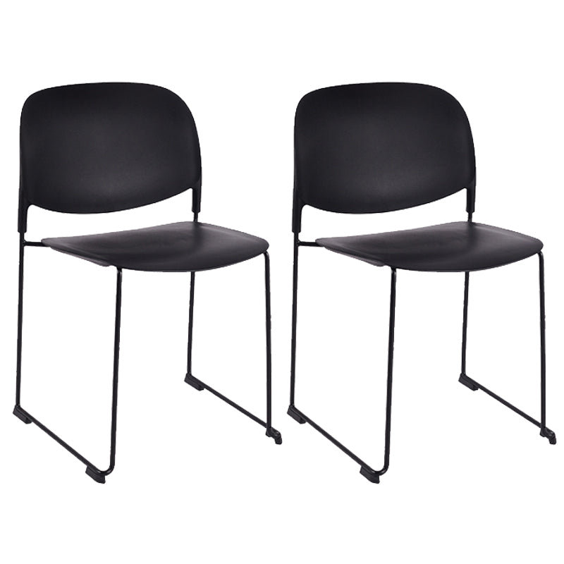 Contemporary Style Armless Chair Plastic Dining Chair with Metal Base