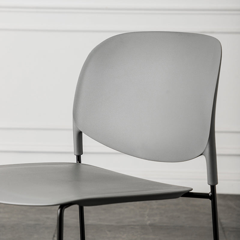 Contemporary Style Armless Chair Plastic Dining Chair with Metal Base