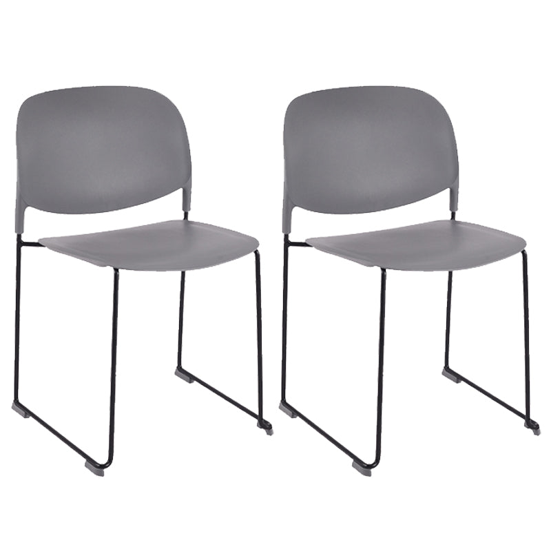 Contemporary Style Armless Chair Plastic Dining Chair with Metal Base