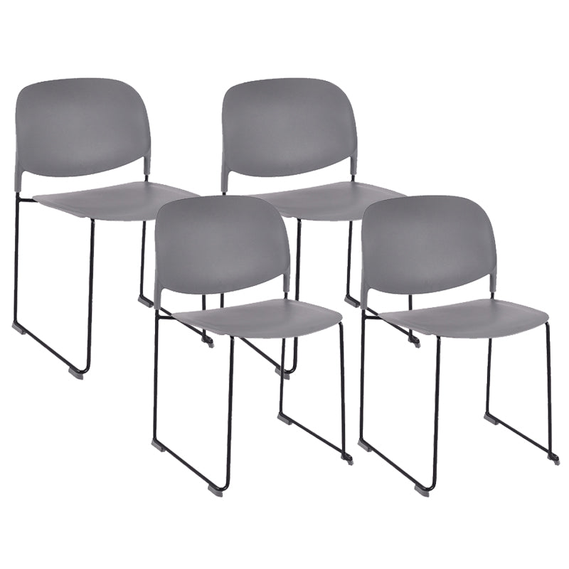Contemporary Style Armless Chair Plastic Dining Chair with Metal Base