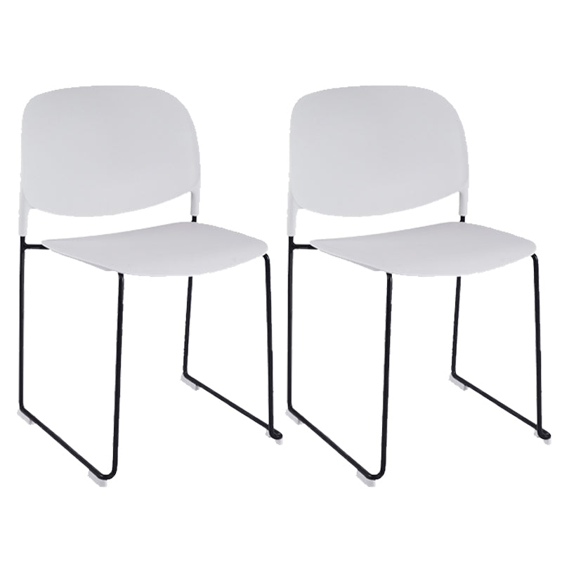 Contemporary Style Armless Chair Plastic Dining Chair with Metal Base