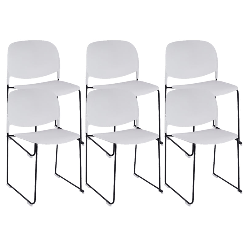 Contemporary Style Armless Chair Plastic Dining Chair with Metal Base