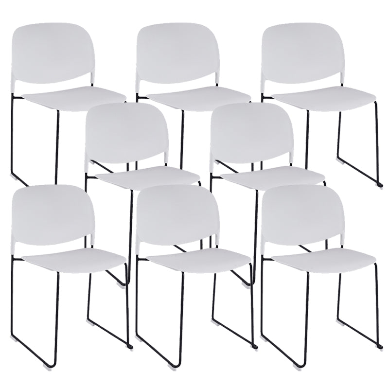 Contemporary Style Armless Chair Plastic Dining Chair with Metal Base