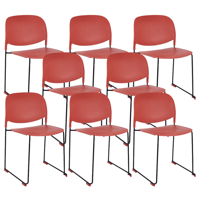 Contemporary Style Armless Chair Plastic Dining Chair with Metal Base