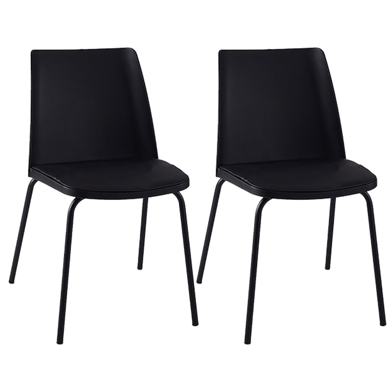 Modern Solid Back Side Chair Plastic Upholstered Armless Chair for Dining Room