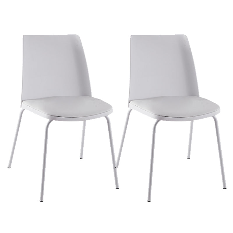 Modern Solid Back Side Chair Plastic Upholstered Armless Chair for Dining Room