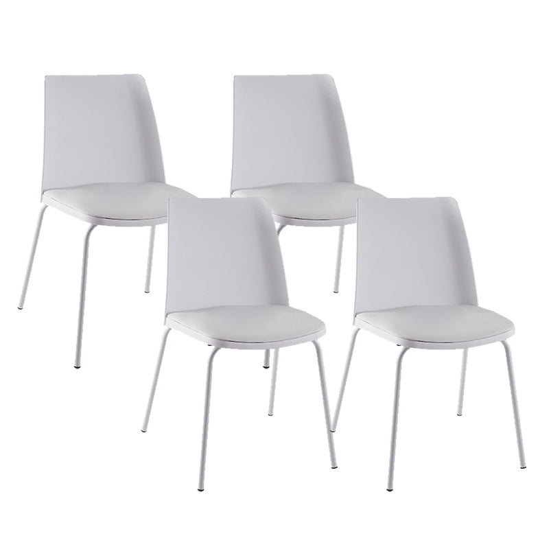 Modern Solid Back Side Chair Plastic Upholstered Armless Chair for Dining Room