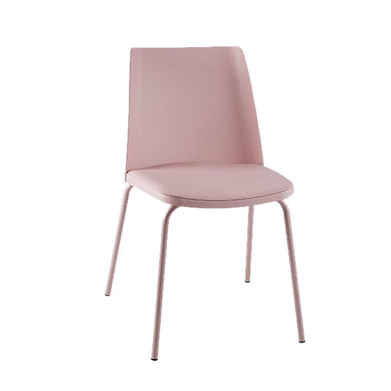 Modern Solid Back Side Chair Plastic Upholstered Armless Chair for Dining Room