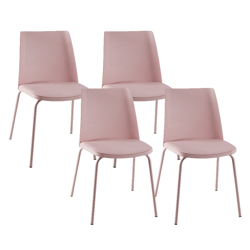 Modern Solid Back Side Chair Plastic Upholstered Armless Chair for Dining Room