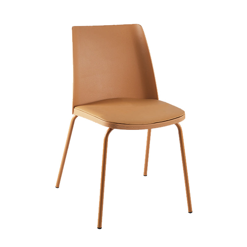 Modern Solid Back Side Chair Plastic Upholstered Armless Chair for Dining Room