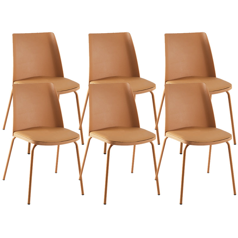Modern Solid Back Side Chair Plastic Upholstered Armless Chair for Dining Room