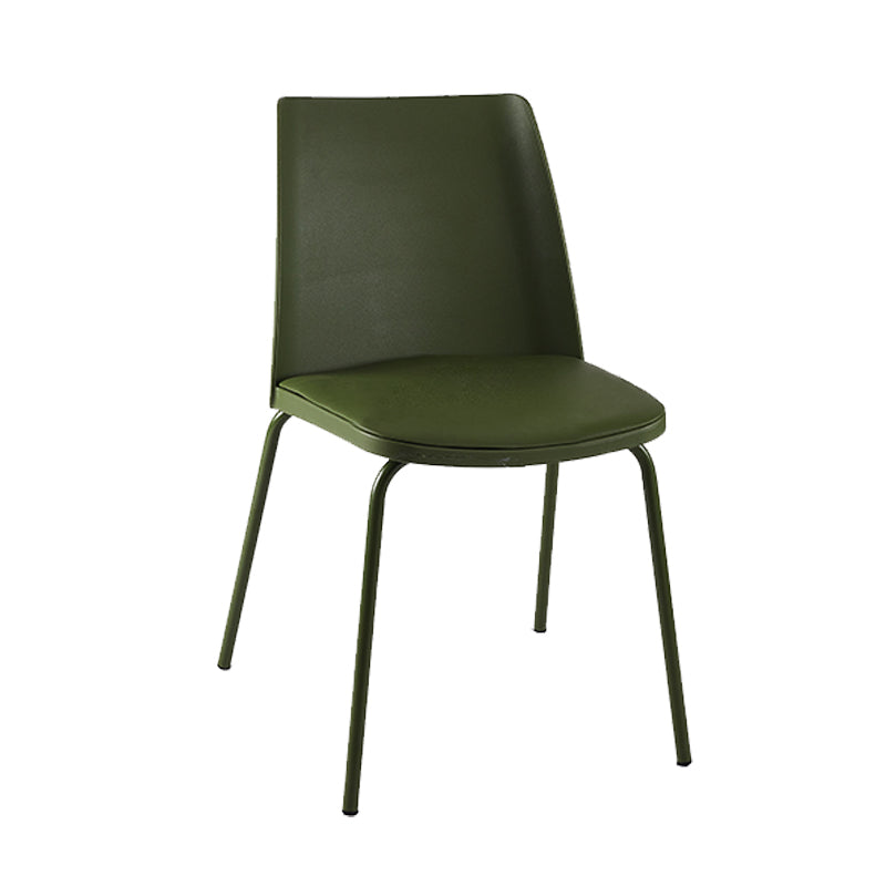 Modern Solid Back Side Chair Plastic Upholstered Armless Chair for Dining Room