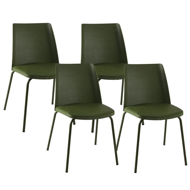 Modern Solid Back Side Chair Plastic Upholstered Armless Chair for Dining Room