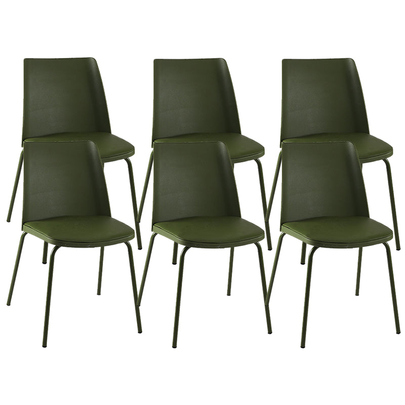 Modern Solid Back Side Chair Plastic Upholstered Armless Chair for Dining Room