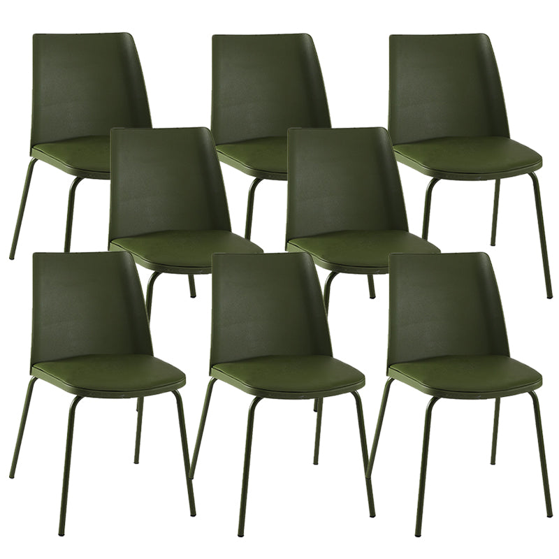 Modern Solid Back Side Chair Plastic Upholstered Armless Chair for Dining Room