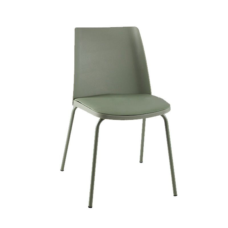 Modern Solid Back Side Chair Plastic Upholstered Armless Chair for Dining Room