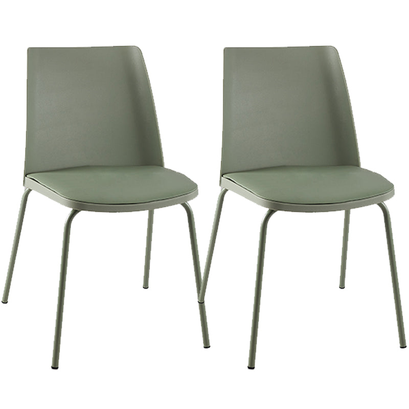 Modern Solid Back Side Chair Plastic Upholstered Armless Chair for Dining Room