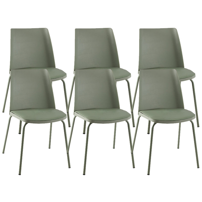 Modern Solid Back Side Chair Plastic Upholstered Armless Chair for Dining Room