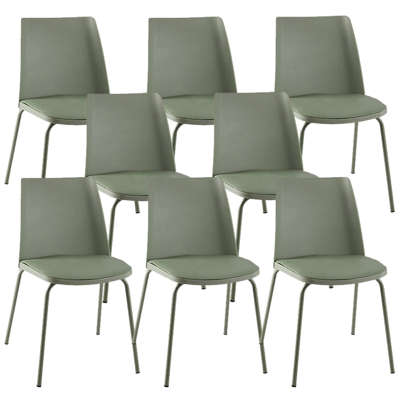 Modern Solid Back Side Chair Plastic Upholstered Armless Chair for Dining Room