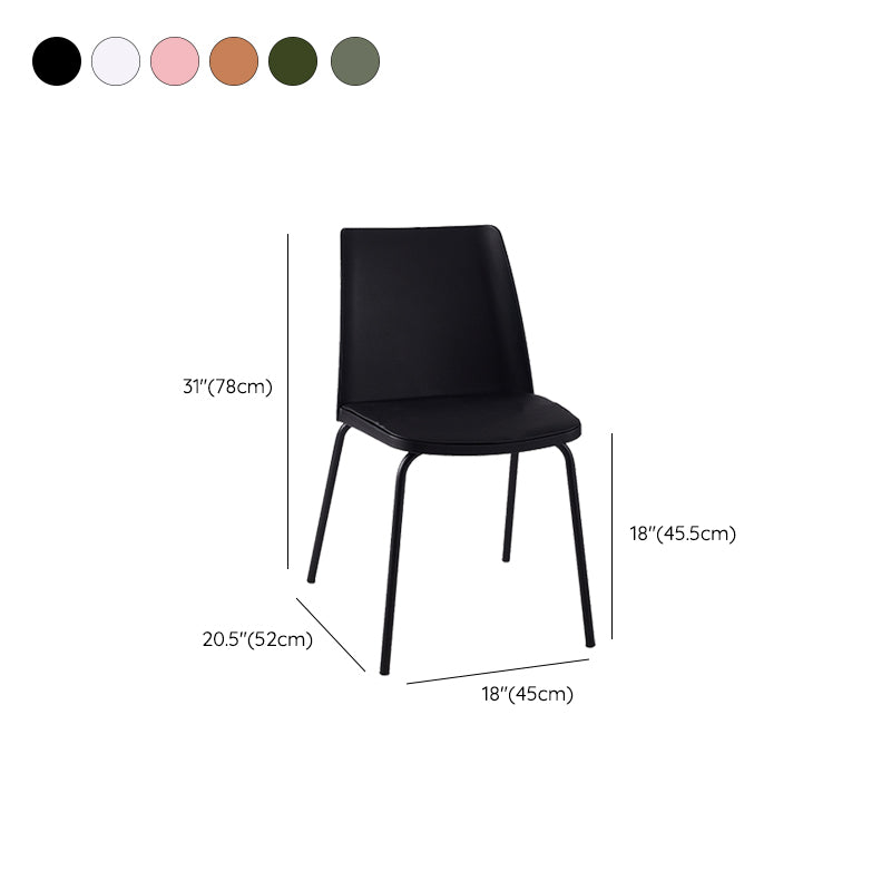 Modern Solid Back Side Chair Plastic Upholstered Armless Chair for Dining Room