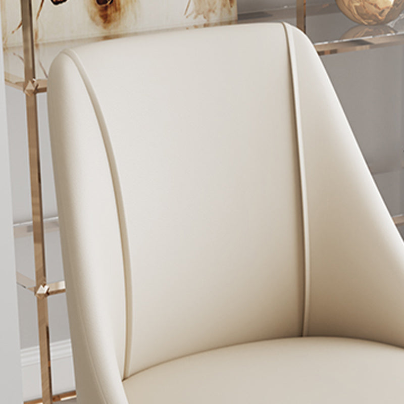Glam Upholstered Dining Side Chair Faux Leather and Metal Dining Chair
