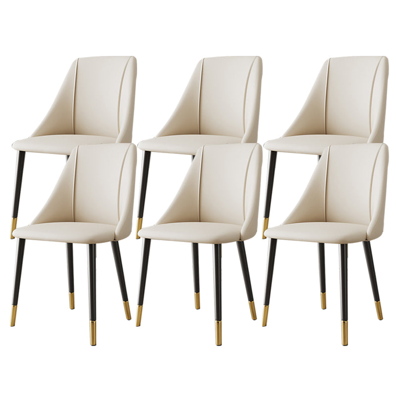 Glam Upholstered Dining Side Chair Faux Leather and Metal Dining Chair