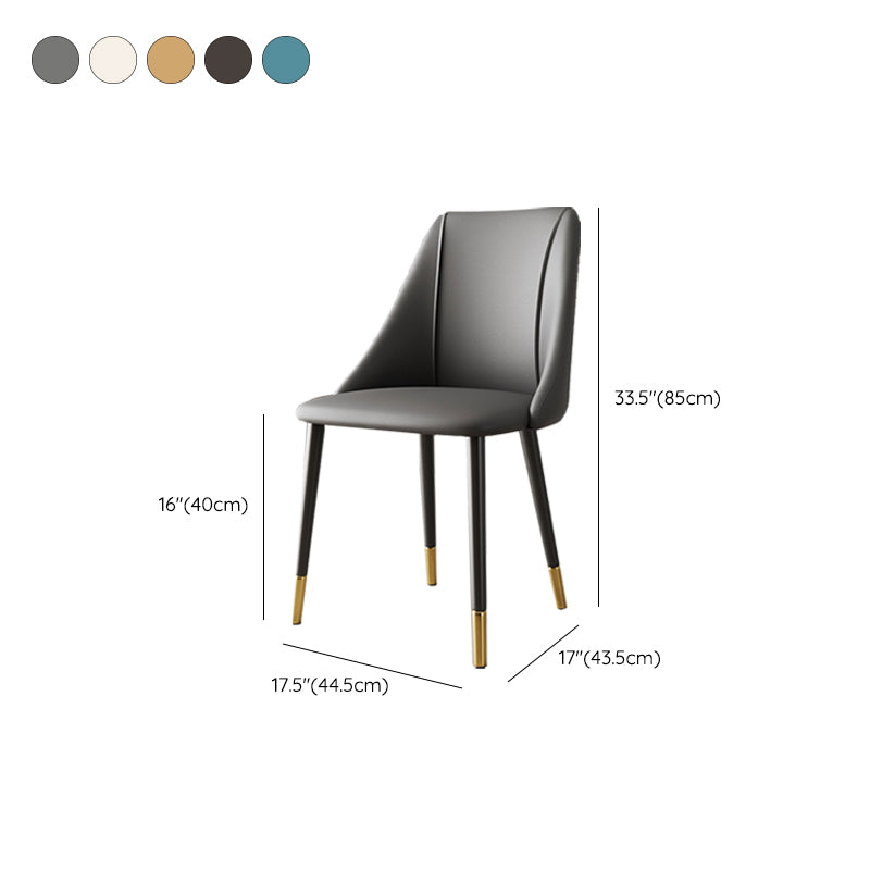 Glam Upholstered Dining Side Chair Faux Leather and Metal Dining Chair