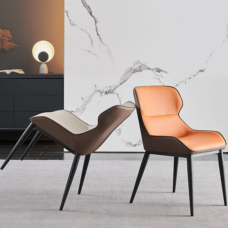 Upholstered Dining Chair Faux Leather and Metal Dining Room Chair