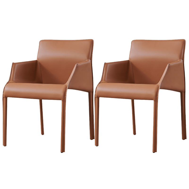 Faux Leather Arm Dining Chairs Orange and Dark grey Side Chair