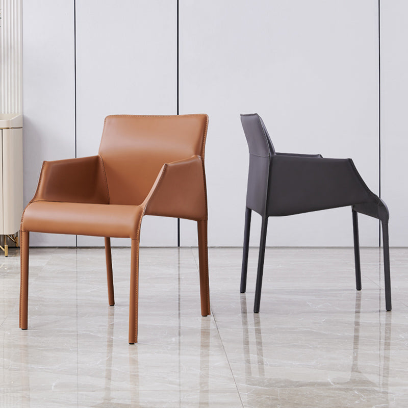 Faux Leather Arm Dining Chairs Orange and Dark grey Side Chair