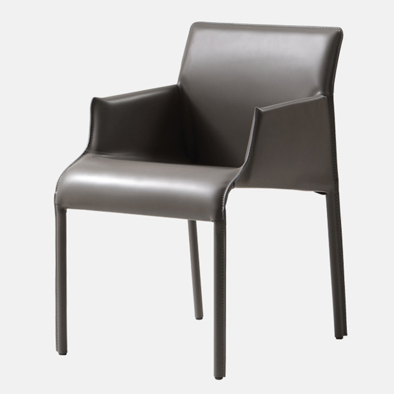 Contemporary Arm Dining Chairs Faux Leather Low Back Side Chair