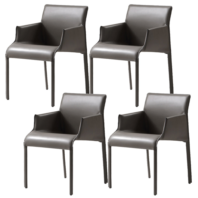 Contemporary Arm Dining Chairs Faux Leather Low Back Side Chair