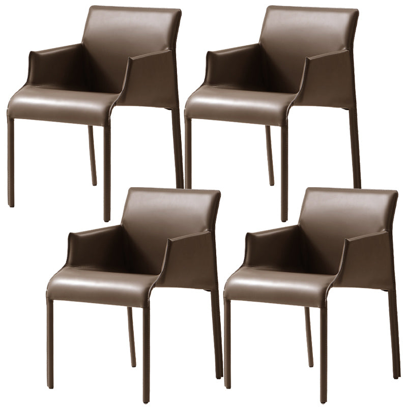 Contemporary Arm Dining Chairs Faux Leather Low Back Side Chair