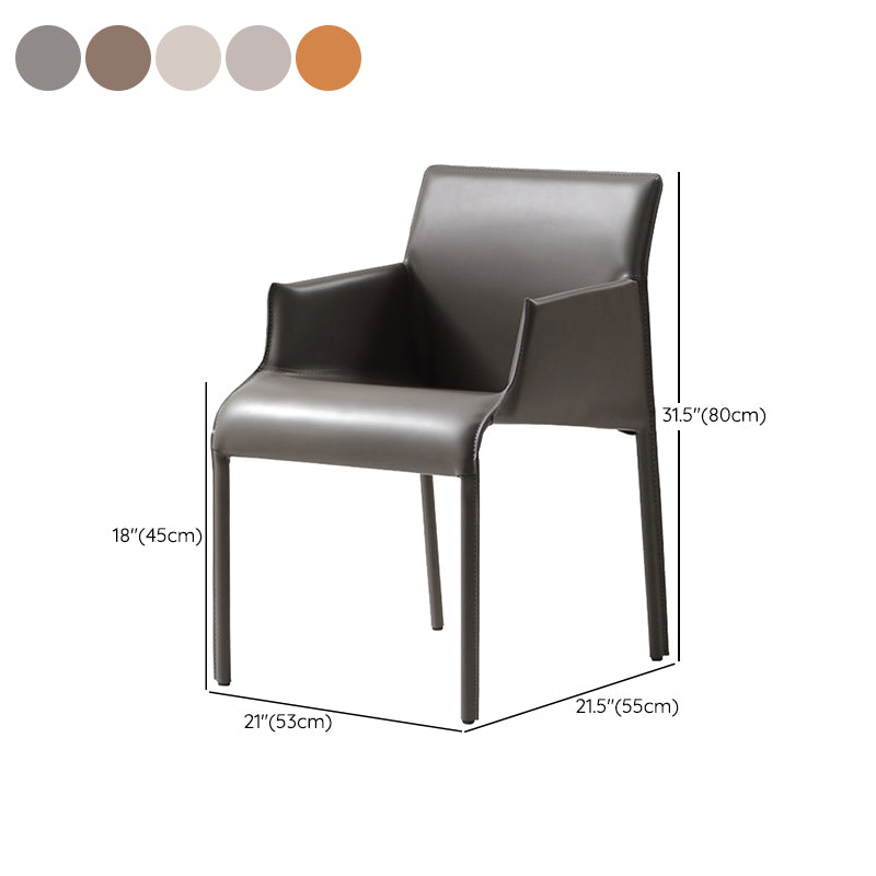 Contemporary Arm Dining Chairs Faux Leather Low Back Side Chair