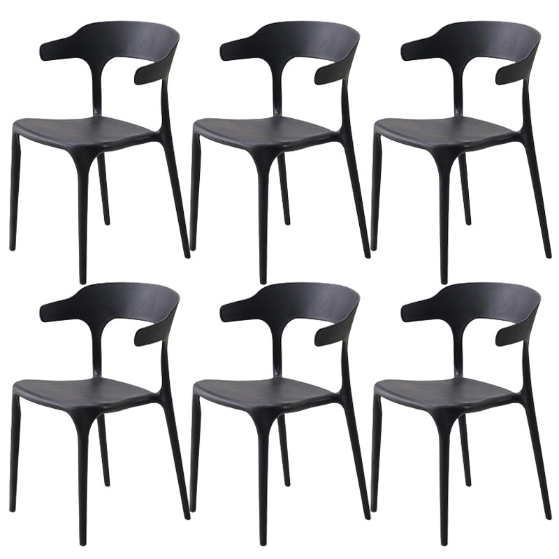 Stackable Open Back Dining Chairs Plastic Armless Dining Side Chair