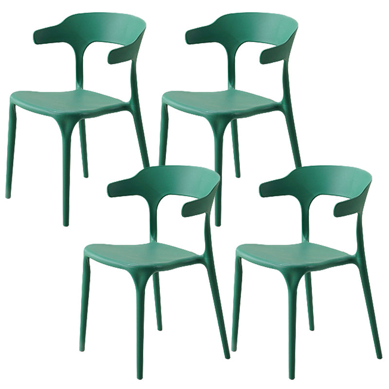 Stackable Open Back Dining Chairs Plastic Armless Dining Side Chair
