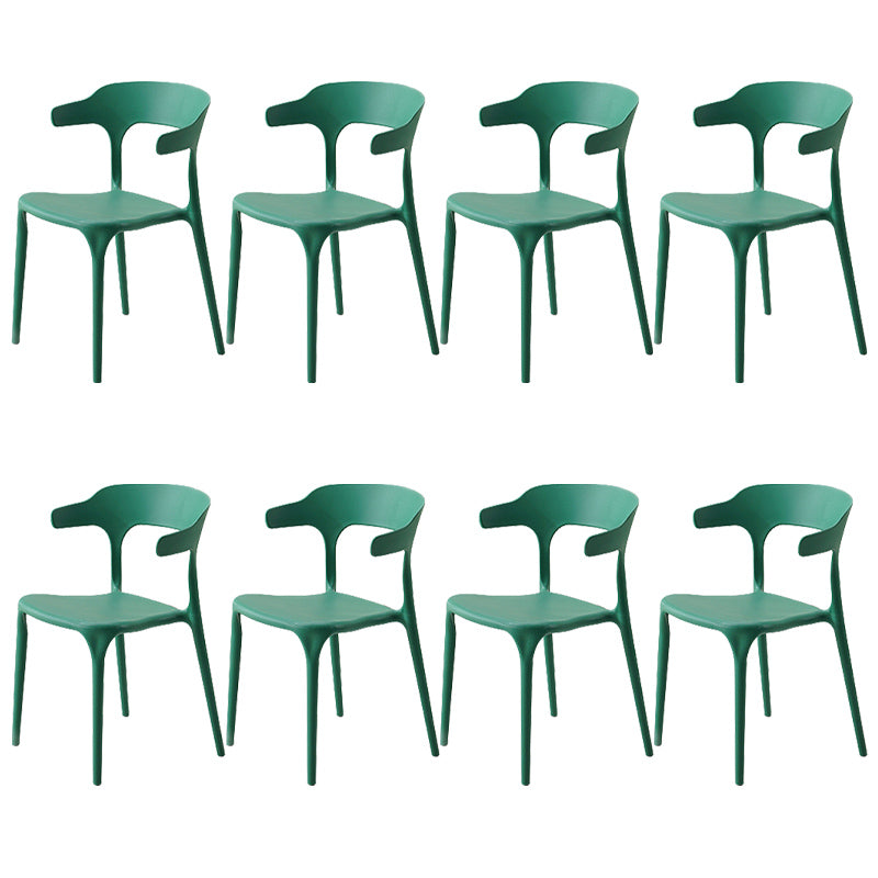 Stackable Open Back Dining Chairs Plastic Armless Dining Side Chair