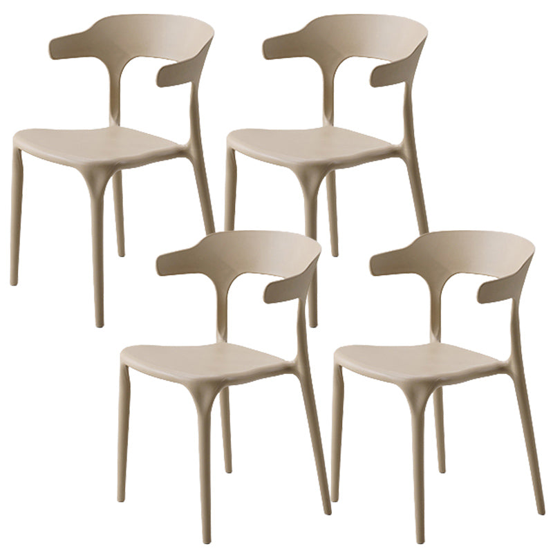 Stackable Open Back Dining Chairs Plastic Armless Dining Side Chair