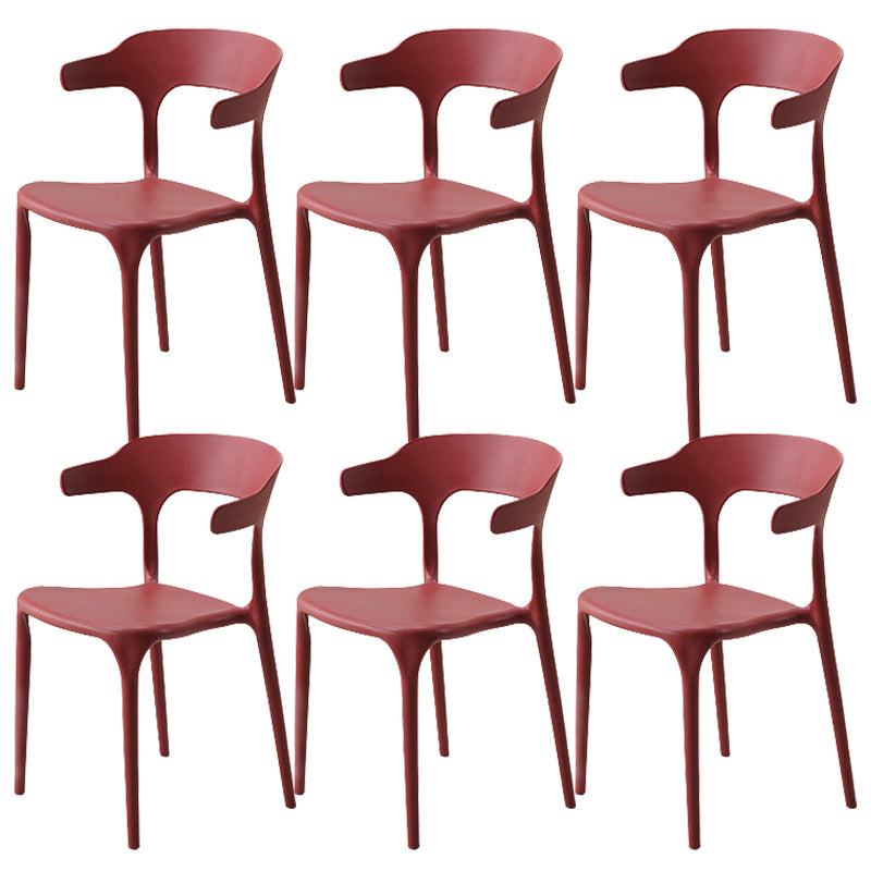 Stackable Open Back Dining Chairs Plastic Armless Dining Side Chair