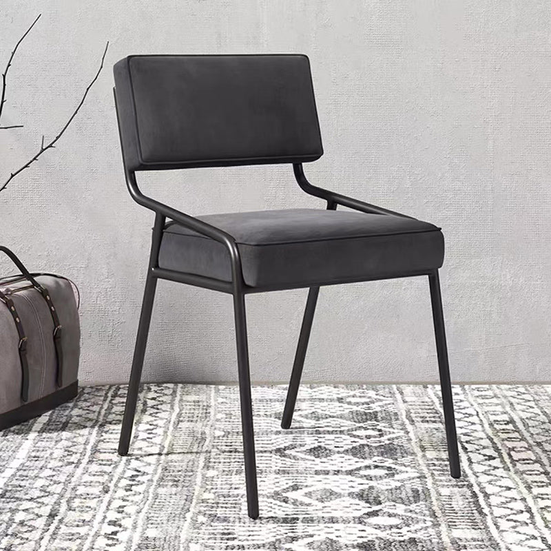 Industrial Style Side Chair Upholstered Open Back Dining Chair with Metal Leg