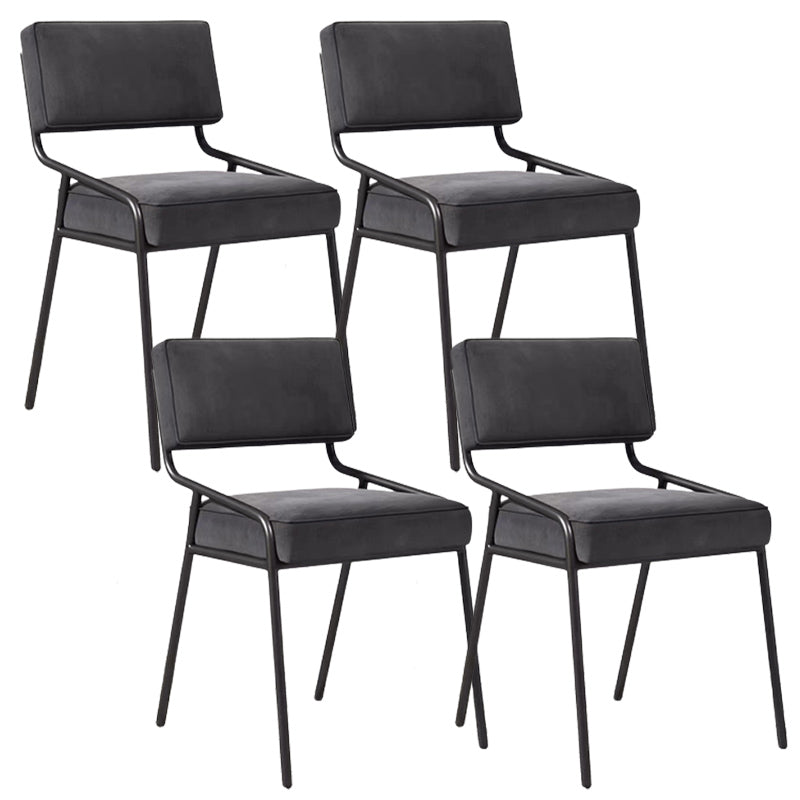 Industrial Style Side Chair Upholstered Open Back Dining Chair with Metal Leg