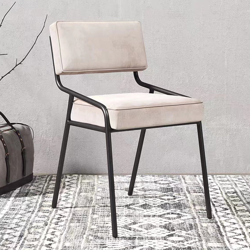 Industrial Style Side Chair Upholstered Open Back Dining Chair with Metal Leg