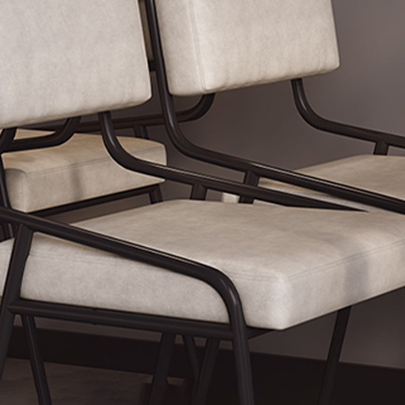 Industrial Style Side Chair Upholstered Open Back Dining Chair with Metal Leg