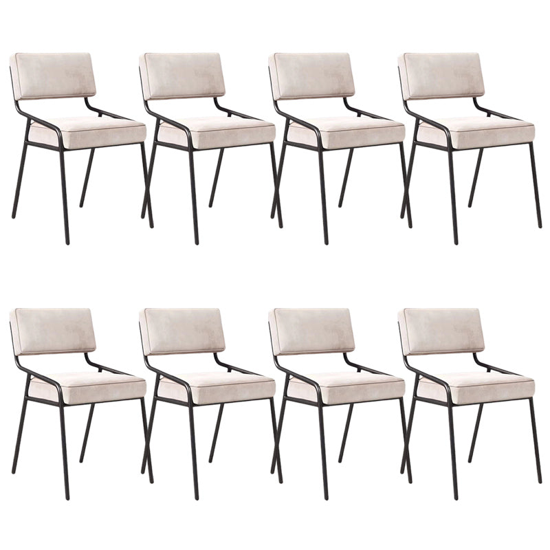 Industrial Style Side Chair Upholstered Open Back Dining Chair with Metal Leg