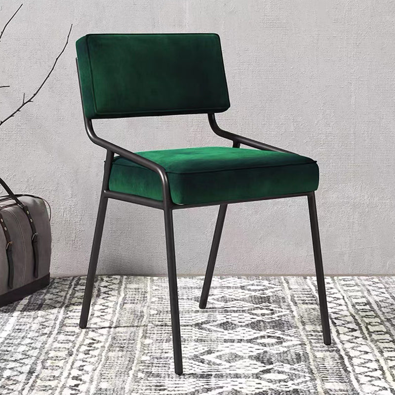 Industrial Style Side Chair Upholstered Open Back Dining Chair with Metal Leg